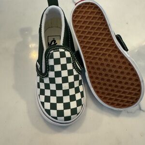 Vans Green and White Slip-On Sneakers Canvas Upper